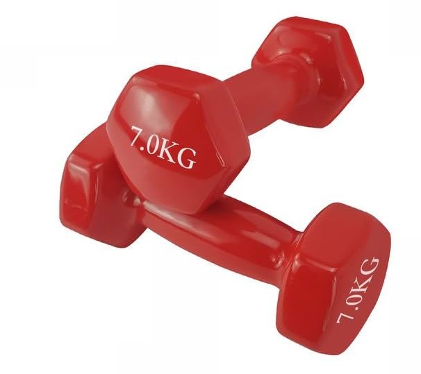 7kg Vinyl Dumbbell Set - Pair of Gym Weights for Home & Fitness Training - Perfect for Strength, Toning, and Full-Body Workouts