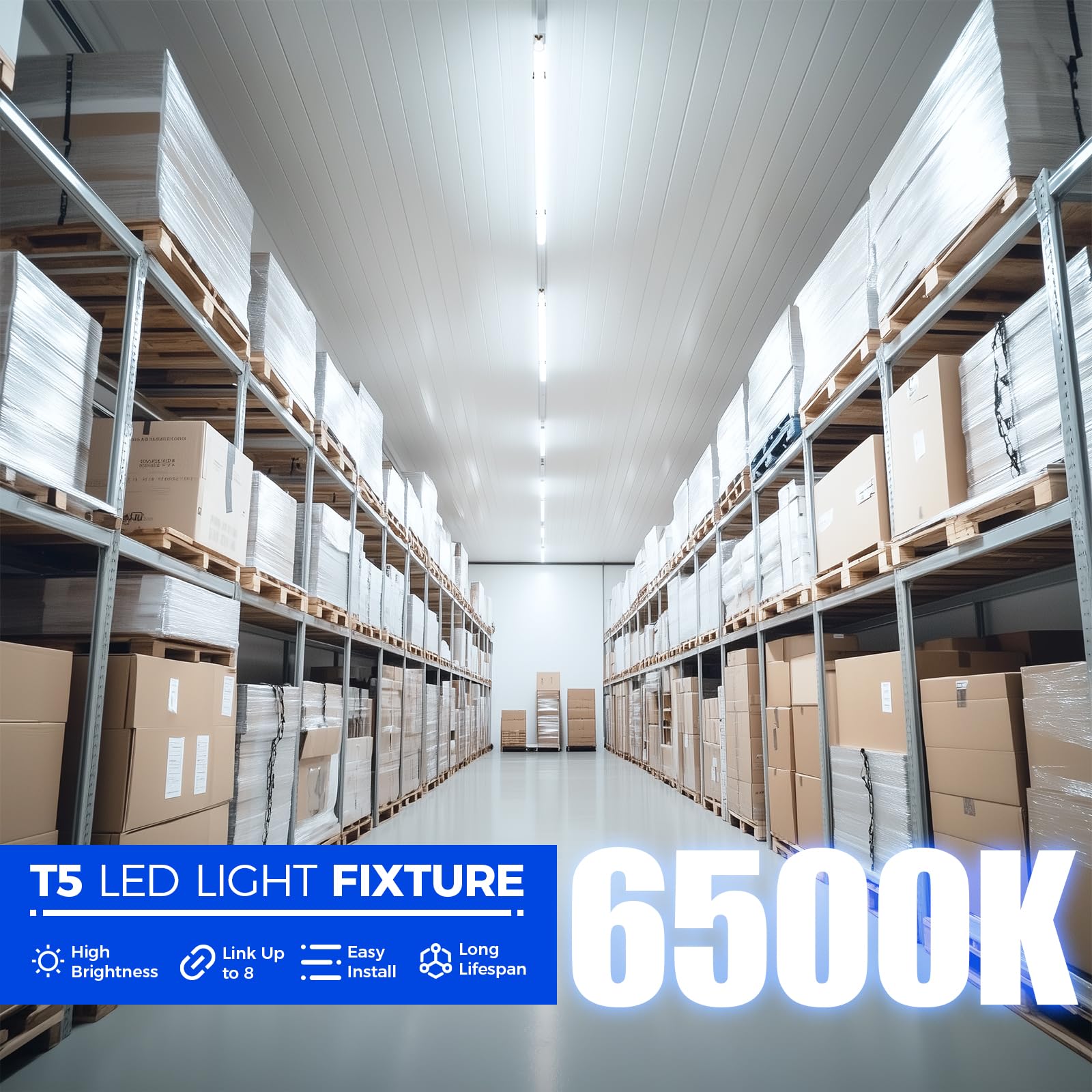Barrina 18-Pack LED T5 Integrated Fixture - 4FT Super Bright White Light (2200lm, 6500K, 20W) - Shop, Ceiling & Under Cabinet Lighting with Built-in On/Off Switch - Perfect for Garages, Workshops, Kitchens & Retail Spaces