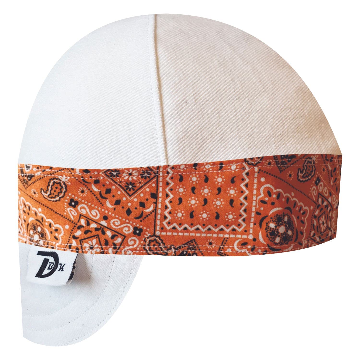 DBK White Denim Crown Bandana Welding Cap - Breathable Fabric Welder's Cap for Comfort & Protection | Perfect for Welders, Construction Workers & Outdoor Activities
