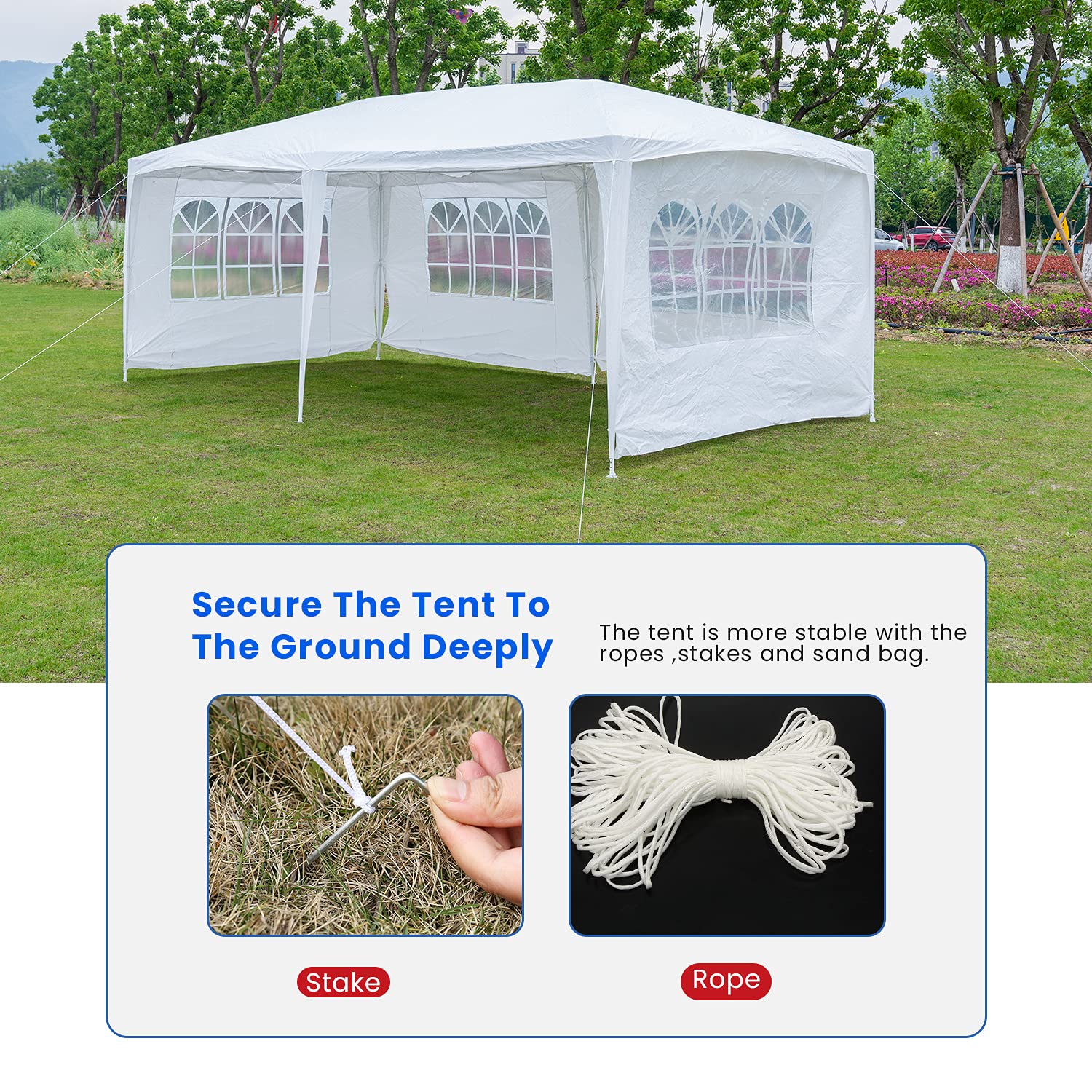 10'x20' Outdoor Canopy Tent for Parties, Weddings & Events - Waterproof Garden Gazebo Pavilion with Sidewalls - Perfect for Backyard, Catering & Outdoor Gatherings