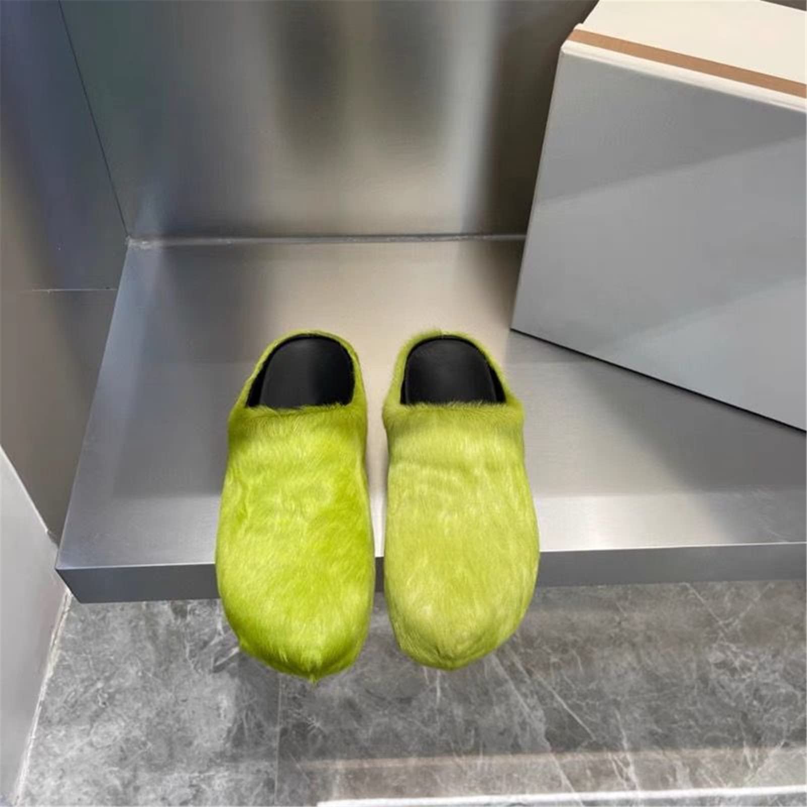 Premium Real Goat Fur Slippers - Soft Short Hair Indoor/Outdoor Slides with Closed Toe | Cozy Winter House Shoes for Women & Men | Perfect Christmas Gift, Lounge & Home Comfort Wear