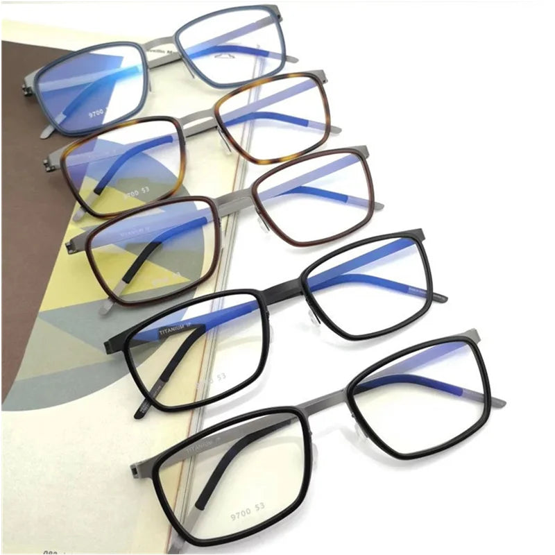 Aimee Men's Full Rim Square Screwless Titanium Eyeglasses 9711 - Lightweight Durable Glasses for Work, Reading & Everyday Use