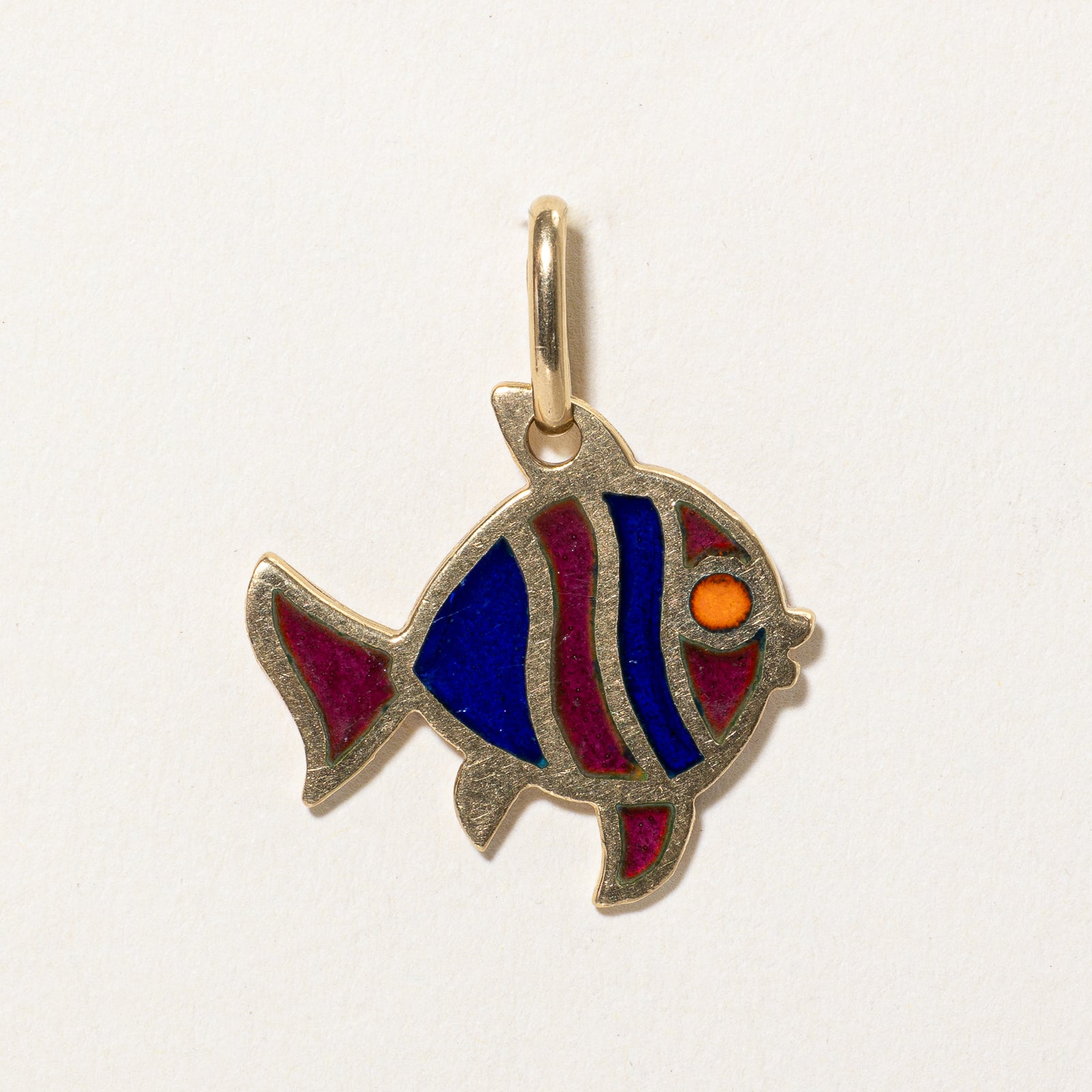 18K Italian Yellow Gold Enamel Fish Charm Pendant - Elegant Jewelry Gift for Women, Perfect for Birthdays, Anniversaries & Special Occasions