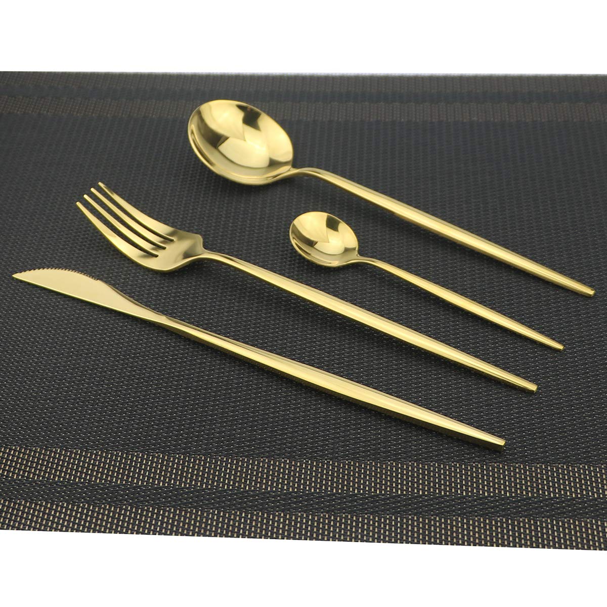 Premium Gugrida 40-Piece Stainless Steel Flatware Set - 18/10 Mirror Polished Silverware (Forks, Spoons, Knives) - Service for 10 - Elegant Gold Cutlery Set for Dining, Wedding Gifts & Home Entertaining - Durable Reusable Utensils for Restaurants, Parties & Everyday Use