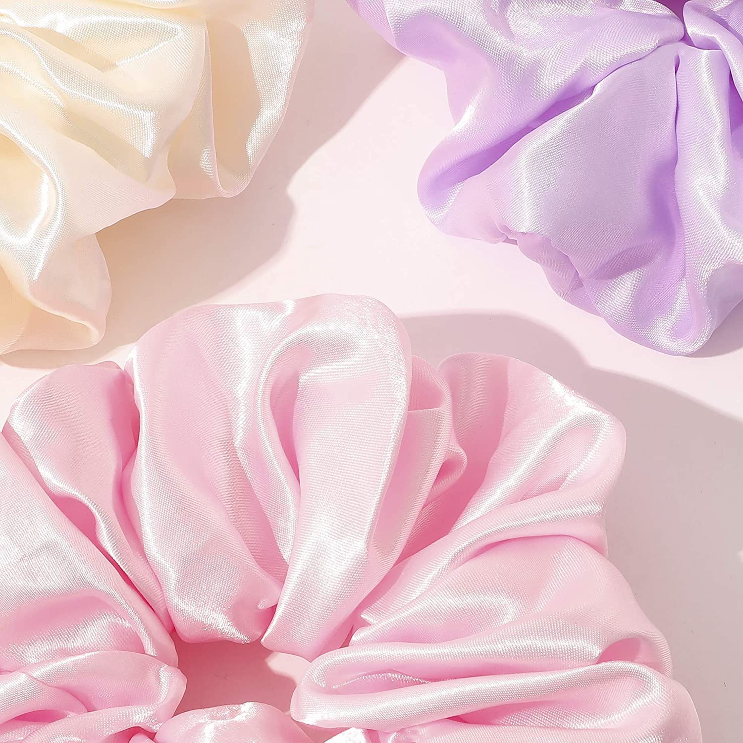 SPARKLING DAZZLE™ 4-Pack Extra Large Satin Hair Scrunchies - Soft XL Hair Bands for Women & Girls - Jumbo Elastic Hair Accessories for Ponytails, Buns & Everyday Styling