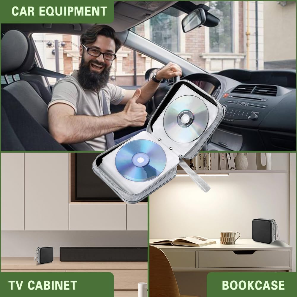 Hard Plastic CD Case Holder for Car - 48 Capacity DVD Storage Organizer | Car, Home & Travel Use