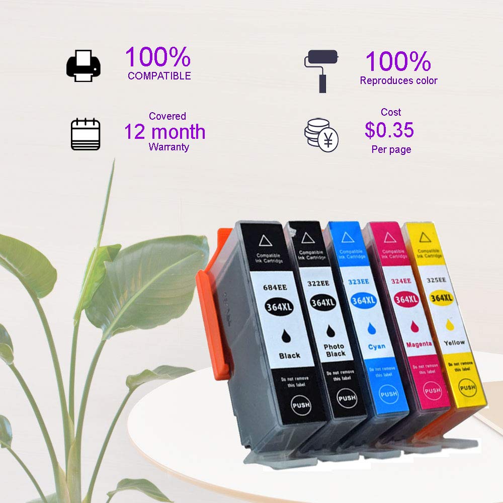 OGOUGUAN Compatible HP 364 XL Ink Cartridges - 10 Pack (2BK 2M 2Y 2C 2PBK) for HP Printers | High-Quality Replacement for European HP Printers | Perfect for Home, Office & School Printing Needs