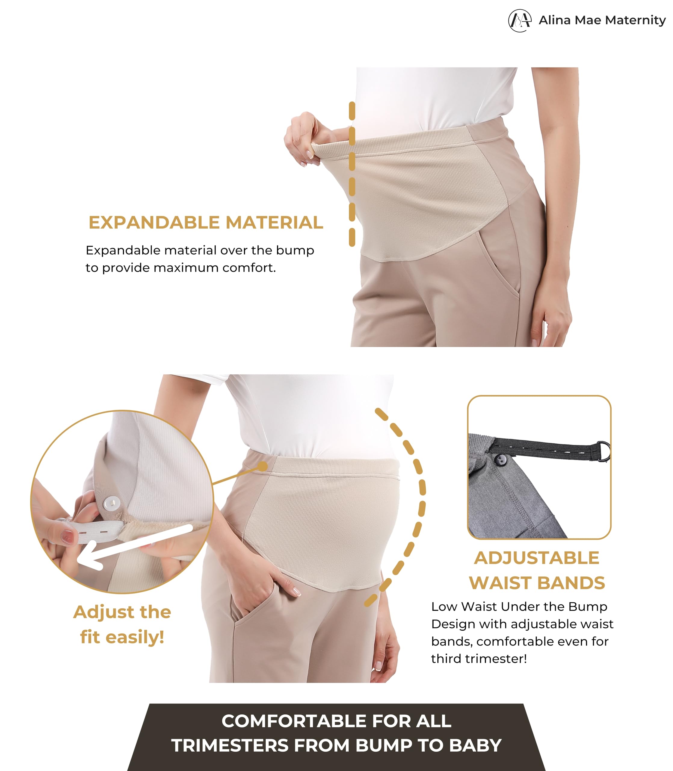 **Stretch Maternity Pants for Women - Comfortable Over-Bump Pregnancy Capris for Work & Casual Wear | Perfect for Office, Travel & Everyday Comfort**