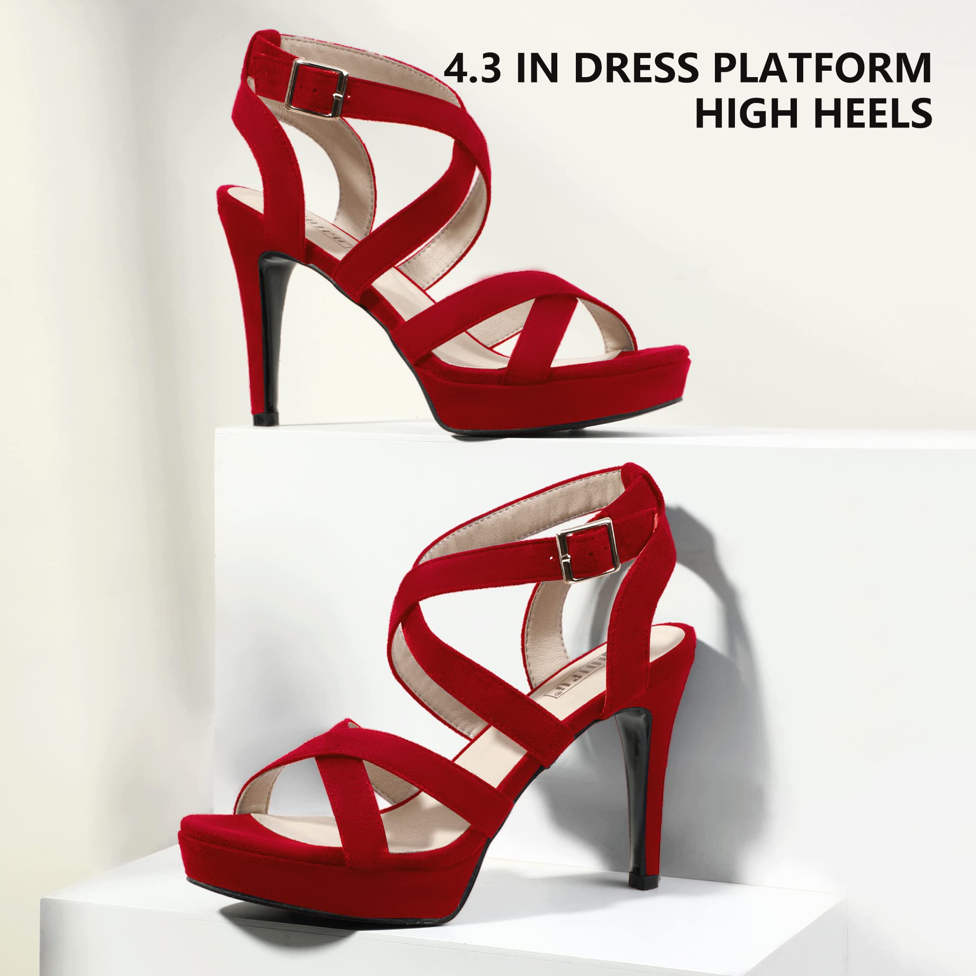 IDIFU Women's Strappy High Heel Sandals - Open Toe Platform Ankle Strap Dress Shoes for Wedding, Bridal, Homecoming & Evening Parties | Comfortable & Stylish Heels for Women's Special Occasions