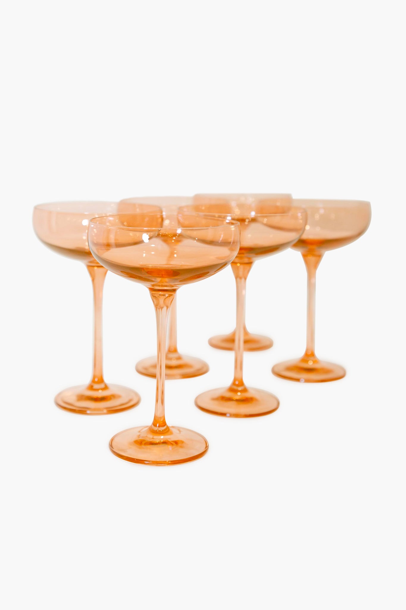 Elegant Blush Pink Champagne Coupe Glasses - Set of 6 for Wedding, Bridal Shower & Romantic Celebrations - Vintage Style Crystal Flutes for Sparkling Wine & Cocktails