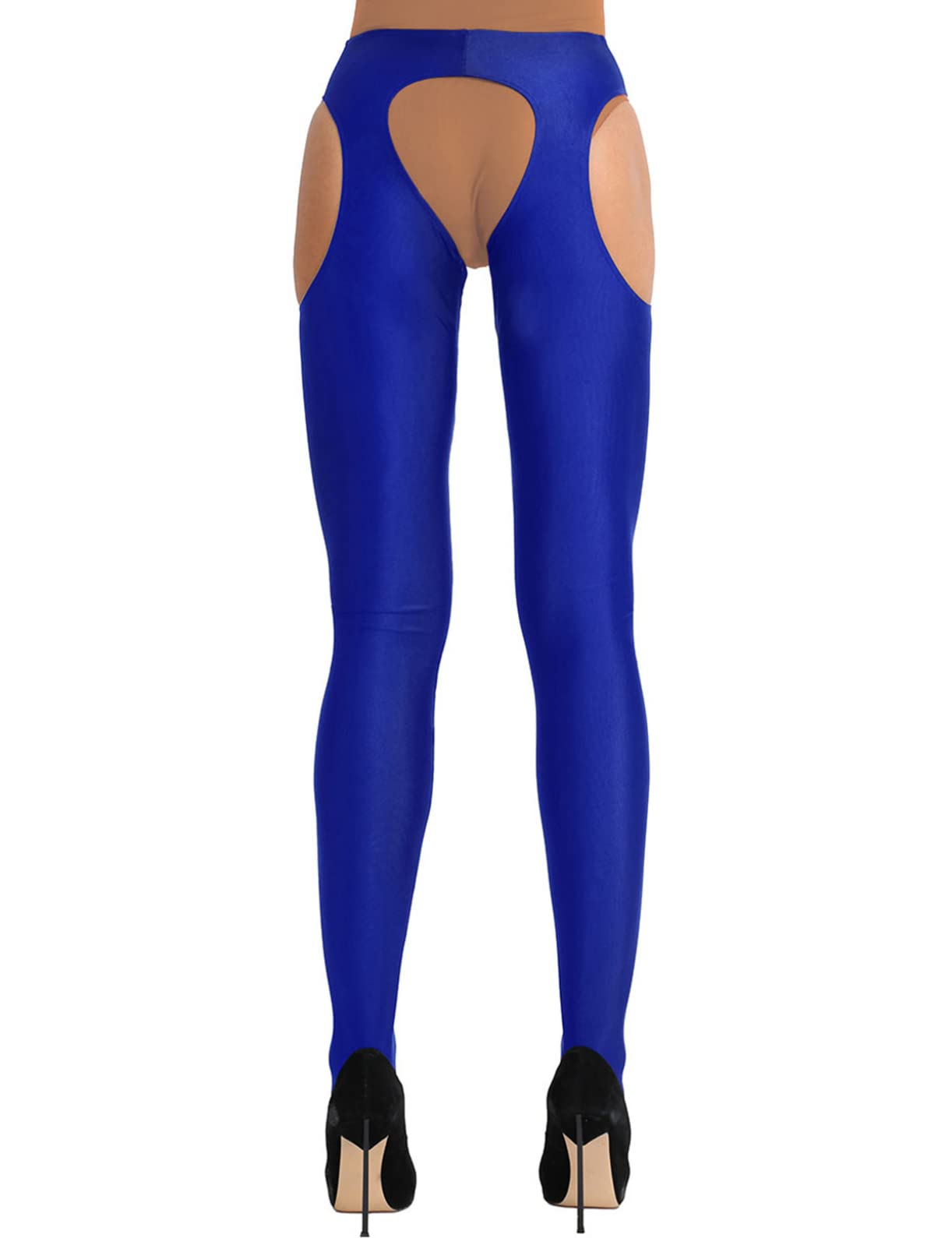 Sexy Crotchless Leggings for Women - Opaque Suspender Trousers with Thigh-High Stockings | Perfect for Lingerie, Role Play & Sensual Nights