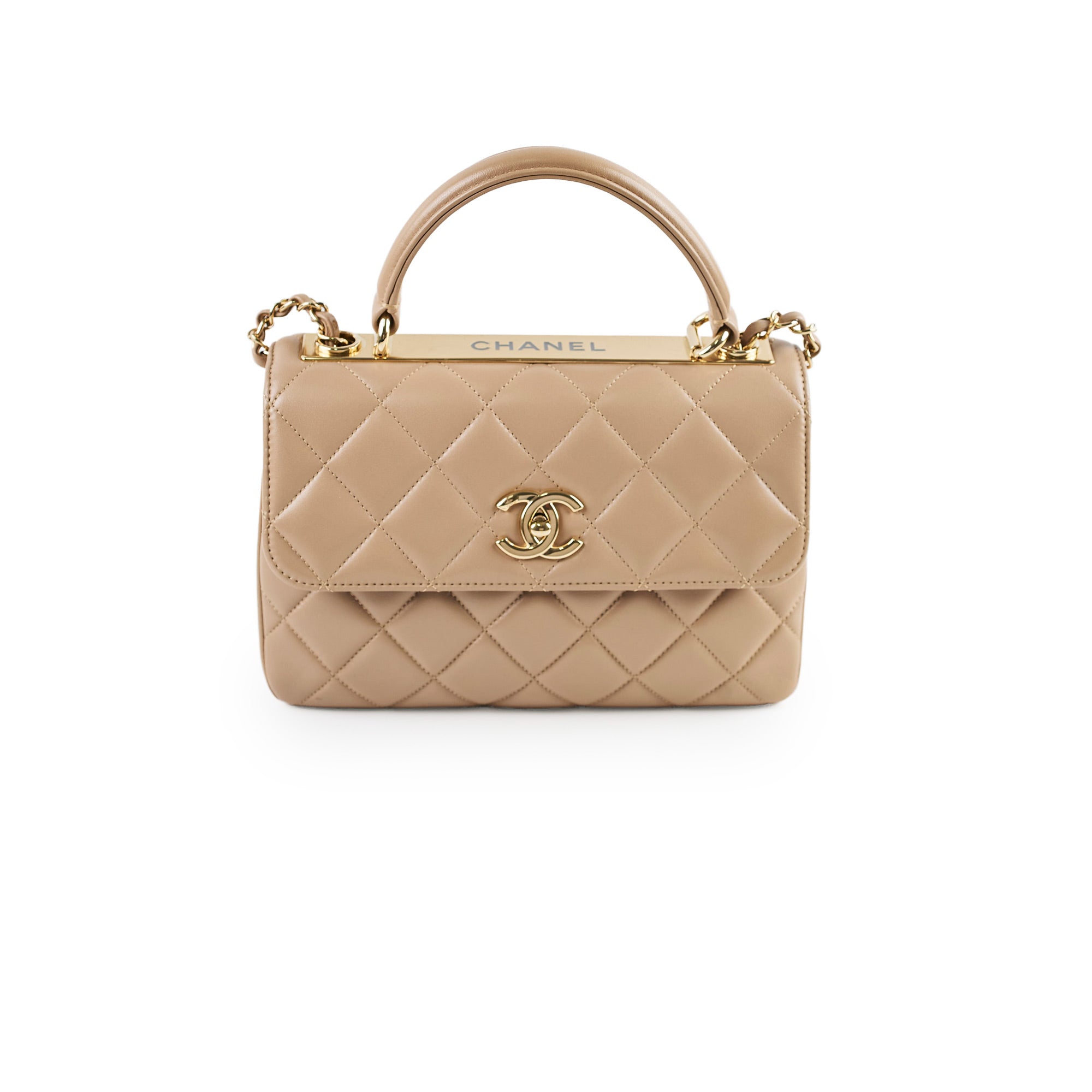 Chanel Small Trendy CC Lambskin Shoulder Bag in Beige - 23 Series | Luxury Designer Handbag for Women, Perfect for Evening Parties & Date Nights