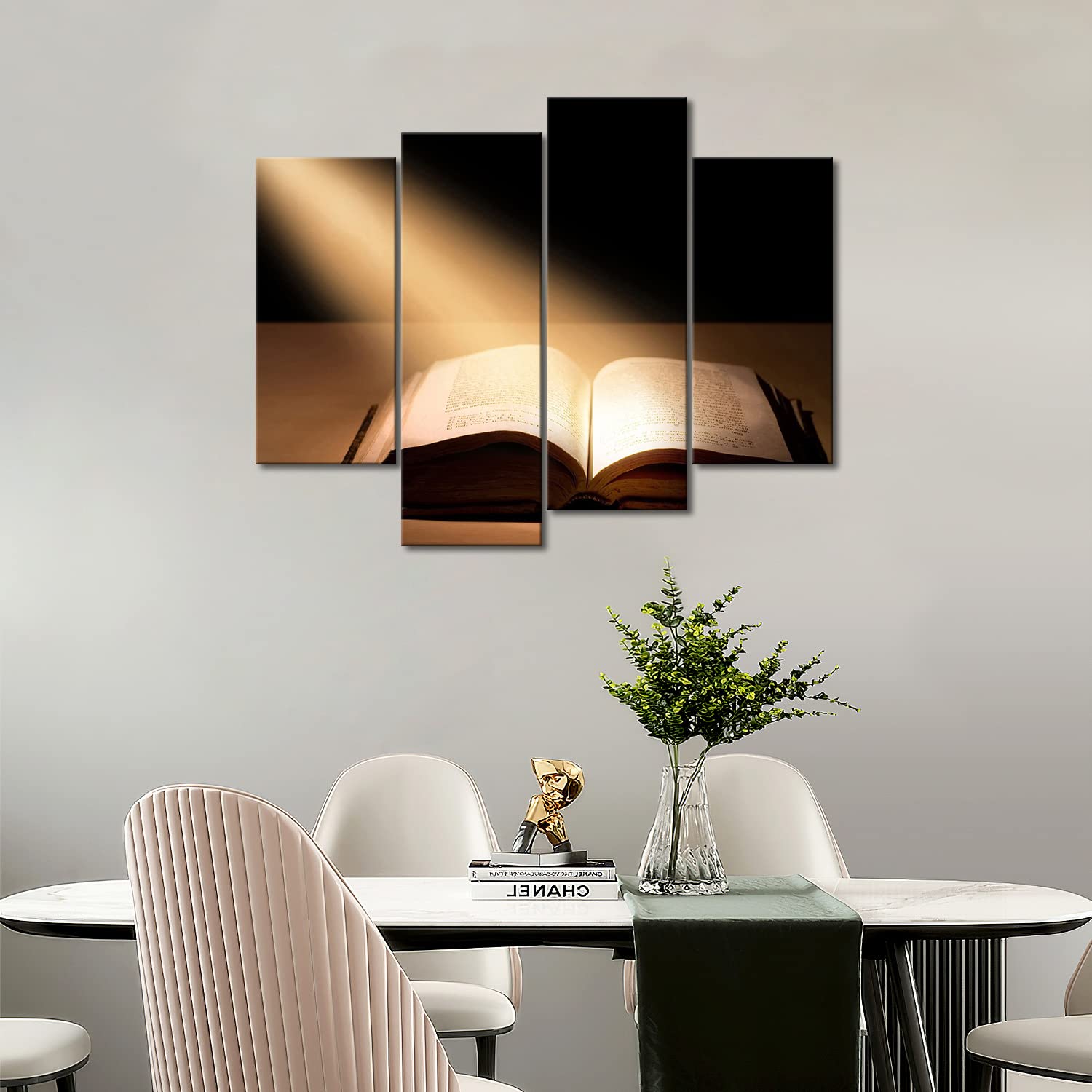 Religious Wall Art - Holy Bible & Jesus Canvas Painting for Christian Home Decor - Inspirational Scripture Print on Canvas - Perfect Gift for Faithful Believers & Church Goers - Ideal for Living Room, Bedroom & Prayer Space