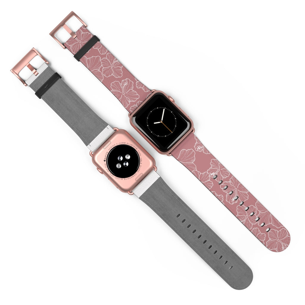 Premium Hibiscus Mauve Apple Watch Band - Soft Silicone Strap for Women & Men - Compatible with All Apple Watch Models - Perfect for Workouts, Running & Everyday Wear