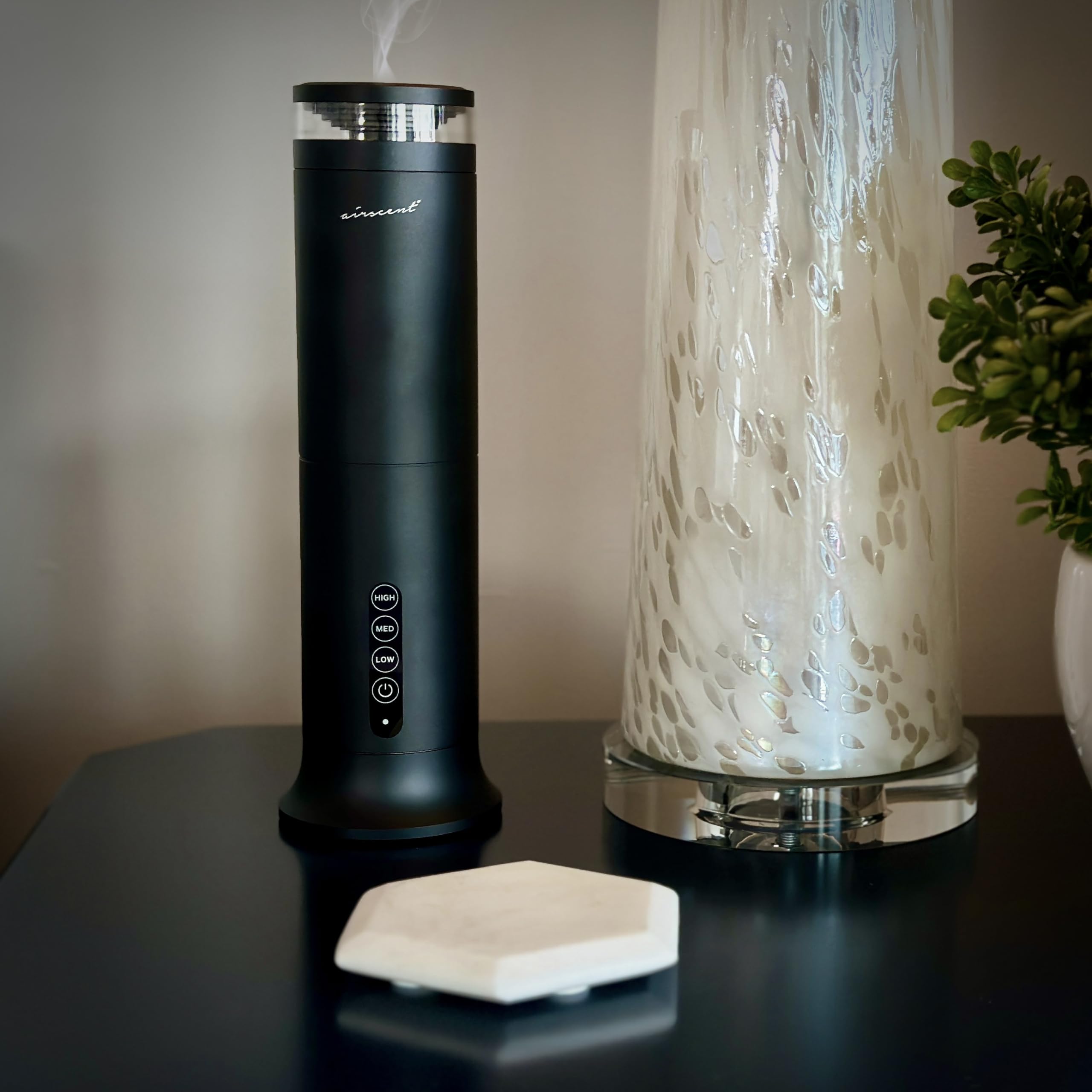 Wireless Essential Oil Diffuser - 100mL Waterless Aromatherapy Diffuser with 1000 Sq Ft Coverage - Smokey Black Fragrance Dispenser for Home, Office & Hotel Use - Perfect for Relaxation, Yoga & Spa Sessions