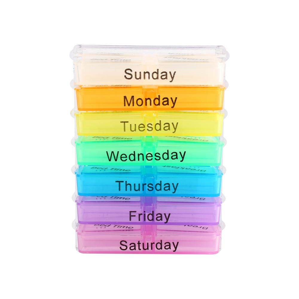 7-Day Weekly Pill Organizer with Daily Compartments - Portable Vitamin & Fish Oil Storage Box - Perfect for Travel, Home, and Office Use