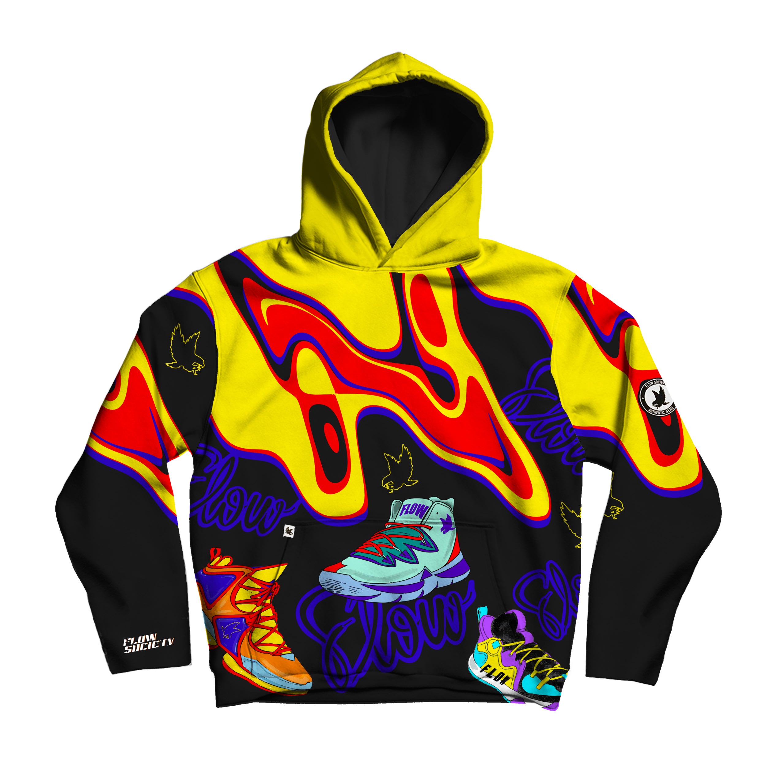 Youth & Adult Sneaker Flow Hoodie - Trendy Unisex Streetwear for Running, Gym & Casual Wear | Lightweight Comfortable Pullover with Sneaker Print Design