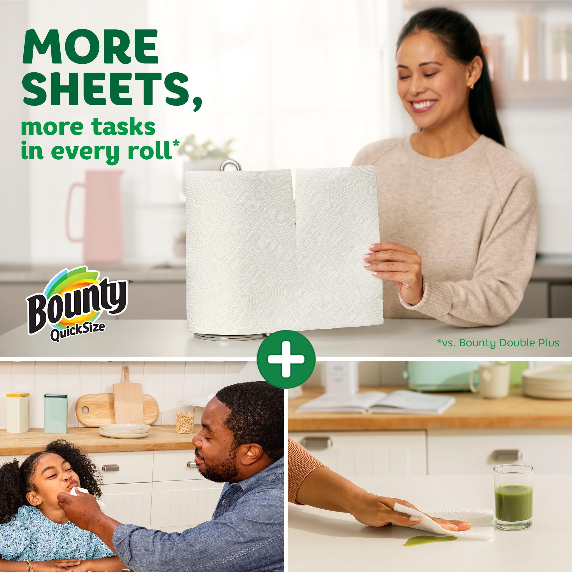 Bounty Quick-Size Paper Towels | White | 12 Family Rolls (30 Regular Rolls) | Ultra Absorbent for Kitchen, Spills & Cleaning