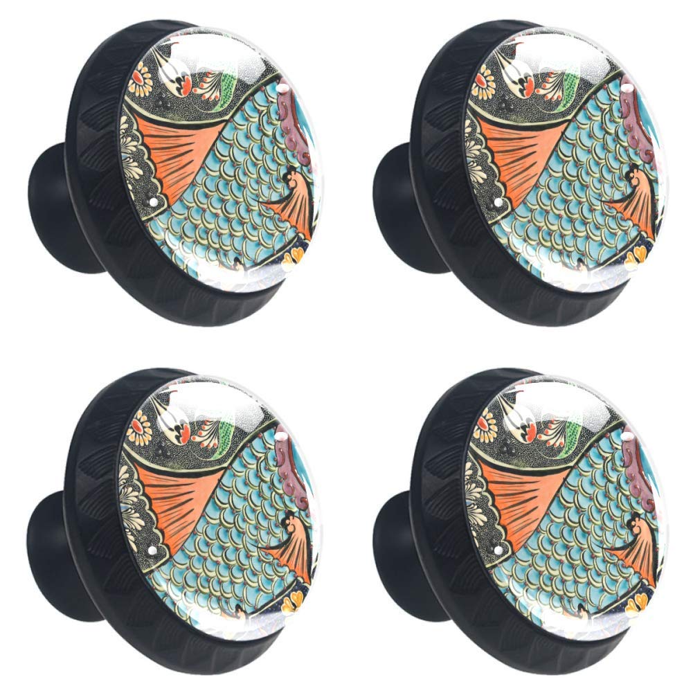 Colorful Crystal Glass Cabinet Knobs - 4 Pcs Set for Home & Kitchen Decor