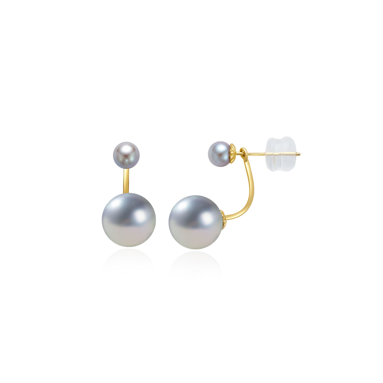 18K Gold Silver Blue Akoya Pearl Stud Earrings for Women - Luxury Japanese Pearls Jewelry Gift for Wedding, Anniversary & Special Occasions