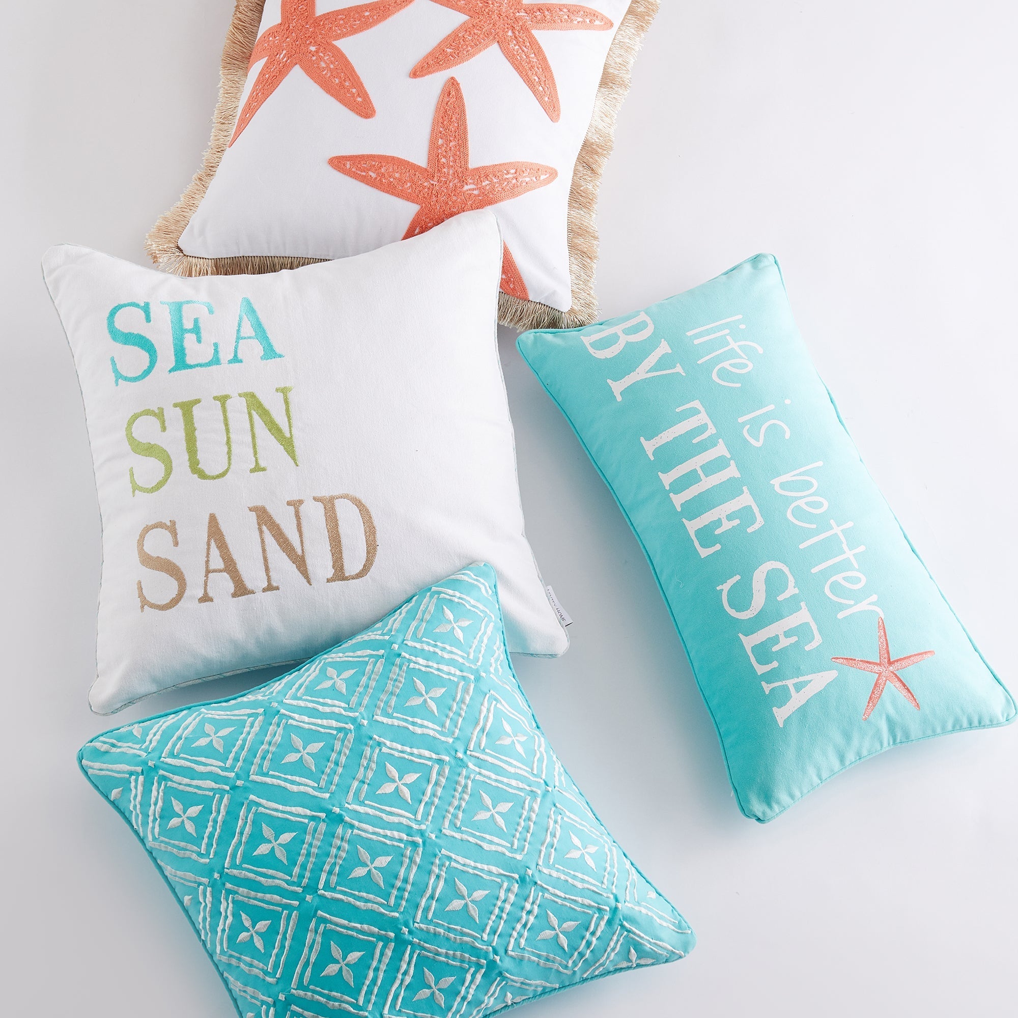 Biscayne Sea Sun Sand Pillow - Coastal Beach Decor for Home, Sofa & Outdoor Use - Perfect for Beach House, Porch & Vacation Vibes