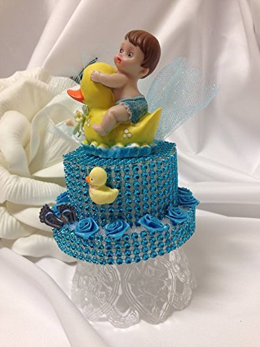 Baby Boy Duck Cake Topper - Adorable Baby Shower Decorations for Gender Reveal & First Birthday Party - Perfect for Nursery Theme, Cupcake Toppers and Gift Favors