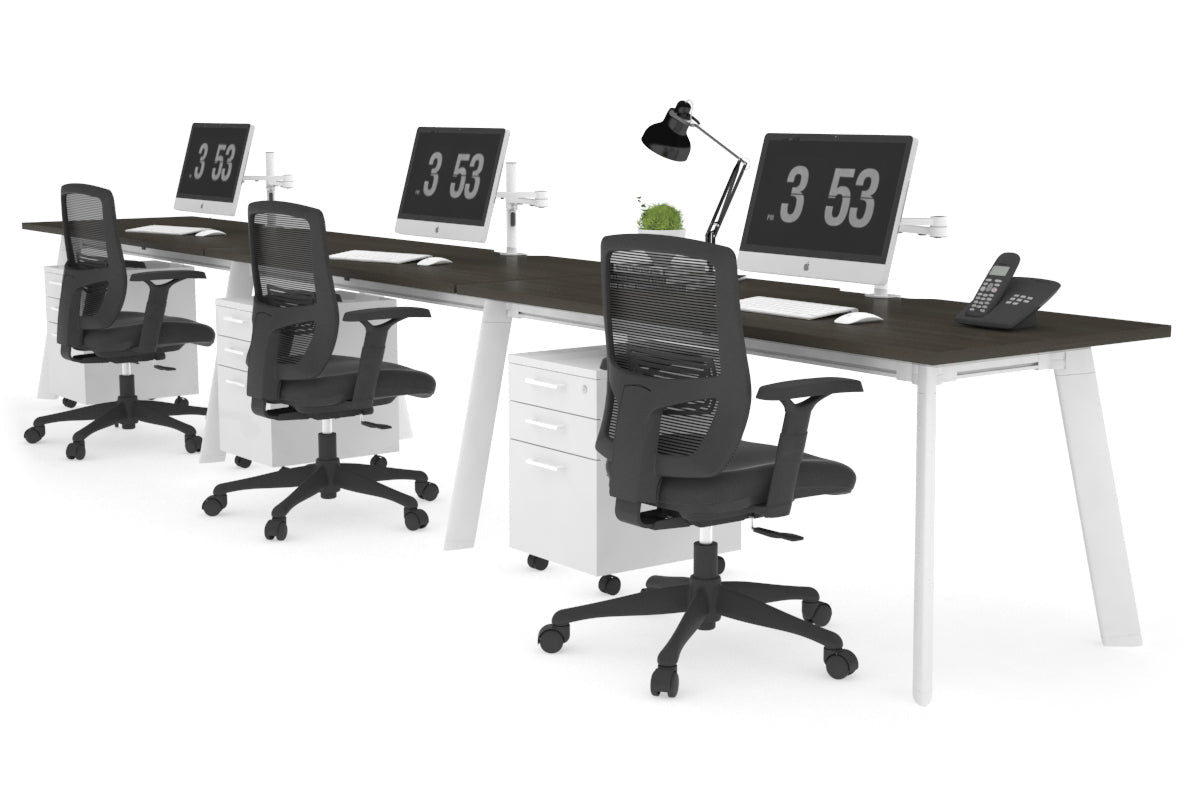 Switch 3-Person Office Workstation Desk - 1800L x 800W with Cable Management | Ideal for Collaborative Workspaces & Open Office Environments