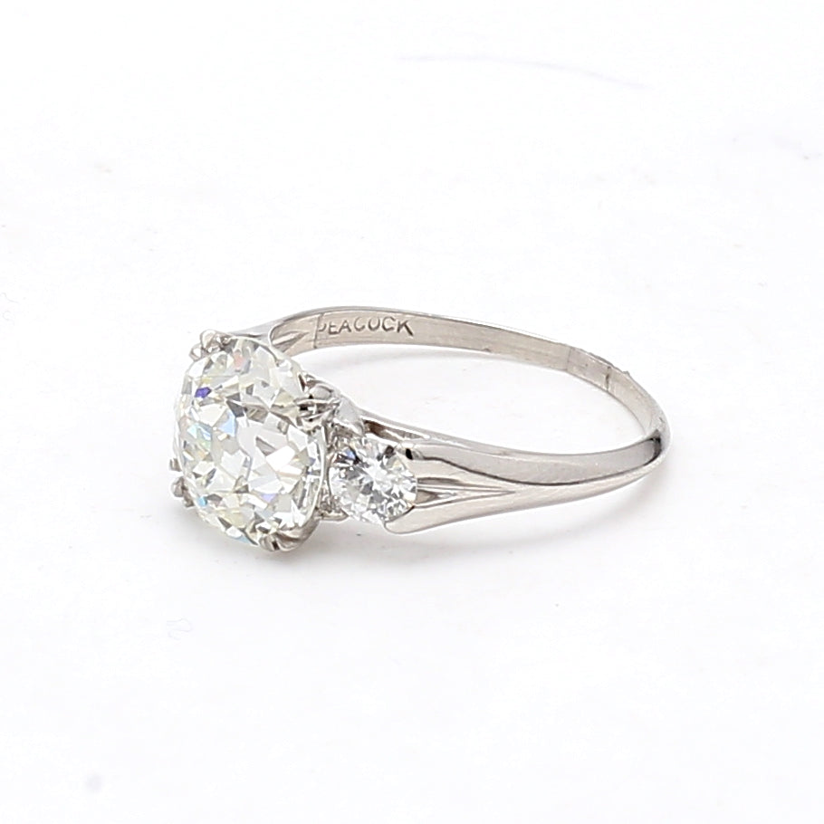 2.79 Carat Old European Cut Diamond Engagement Ring in 14K White Gold - Vintage Style Wedding Band for Brides & Anniversaries