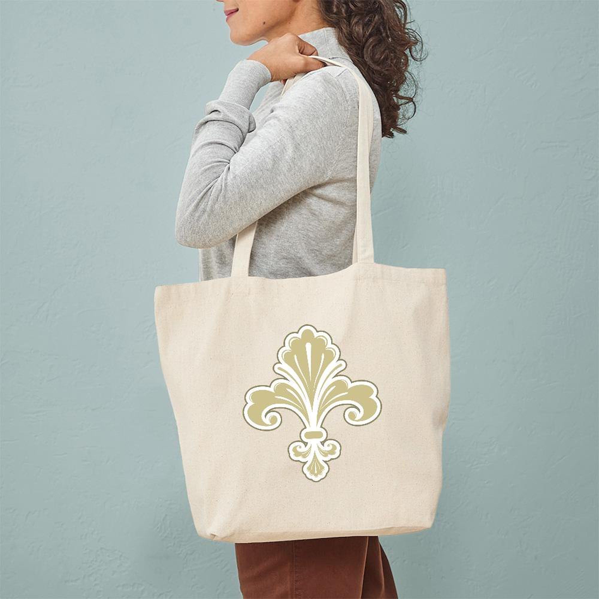 Fleur De Lis Tote Bag - Natural Canvas Reusable Shopping Bag for Groceries, Beach & Everyday Use | Eco-Friendly Cotton Tote with Stylish Design