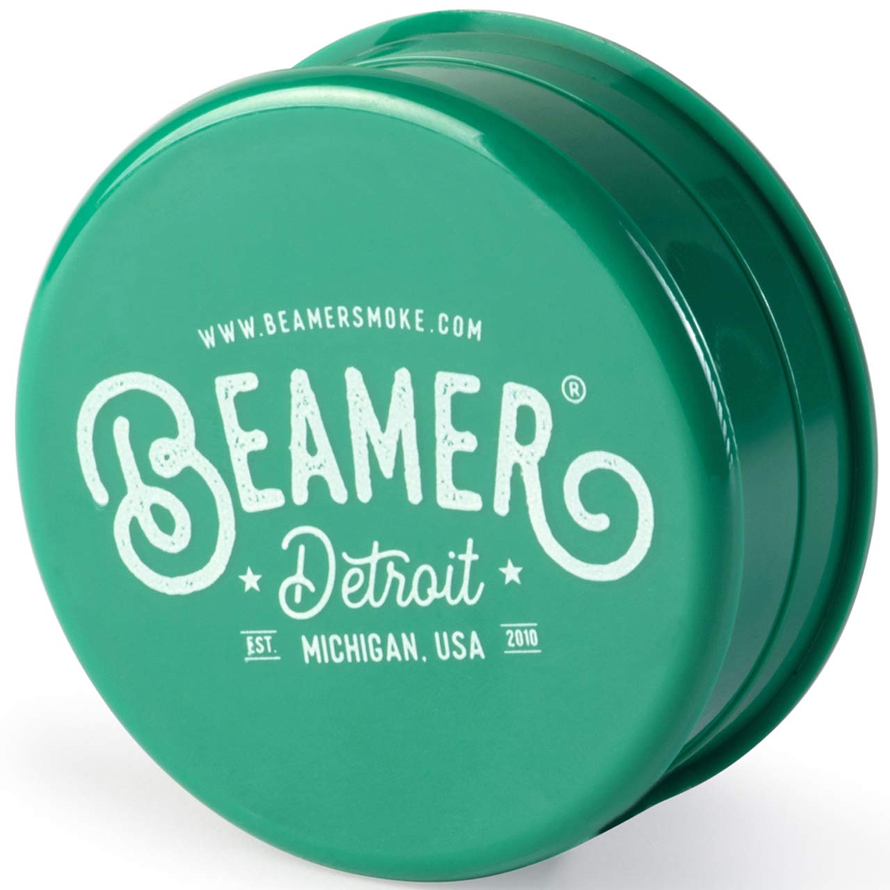 Beamer Detroit Logo 3-Piece 63mm Acrylic Herb Grinder - Opaque Green with Free Smoke Sticker | Premium Weed Grinder for Herbs & Spices | Perfect for Home Use, Travel & Gifts