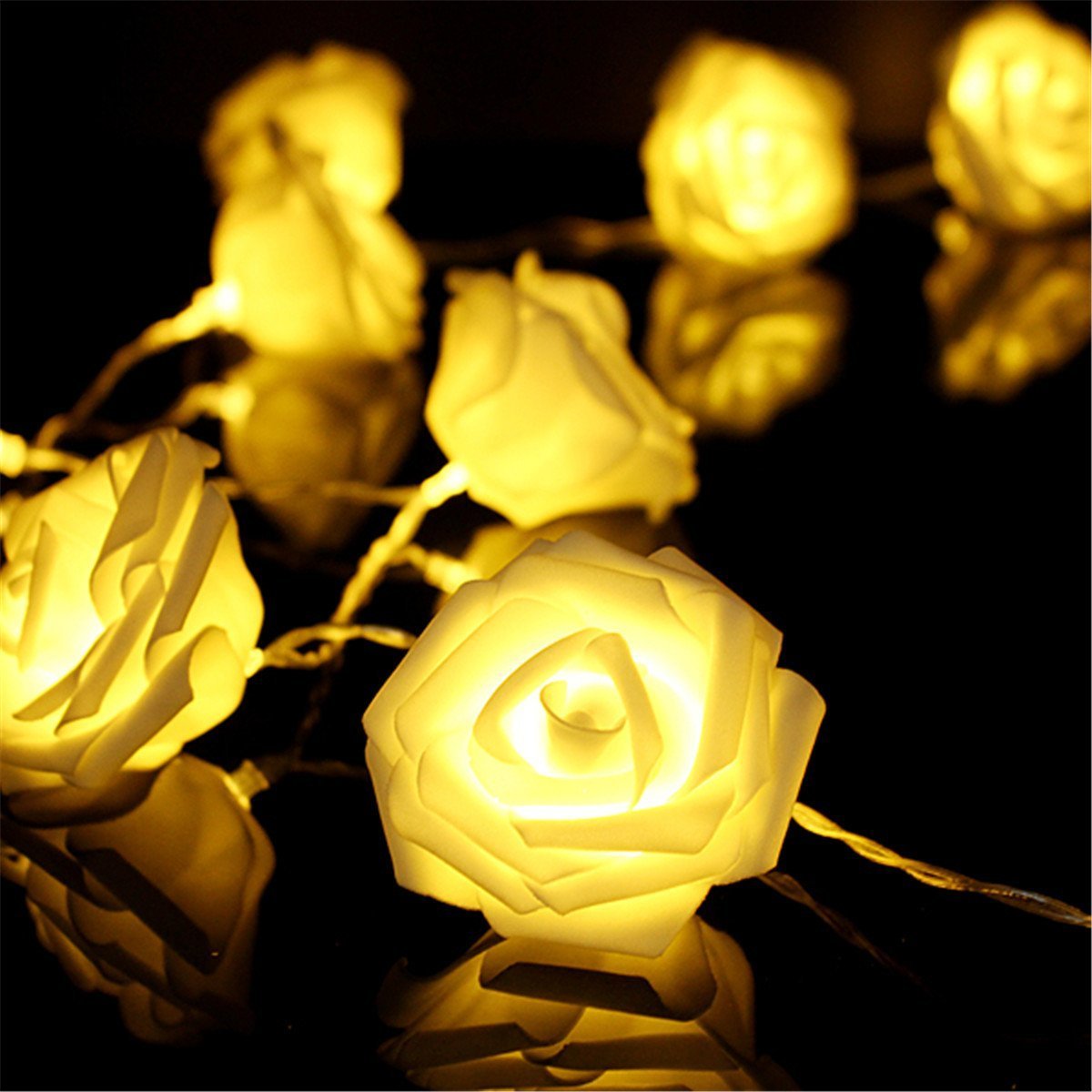 Fairy String Lights with Rose Flowers - 20 LED Battery Operated Decorative Lights for Wedding, Valentine's Day, Party & Bedroom Decor - Warm White - Perfect for Romantic Events, Home Decoration & Gift Giving