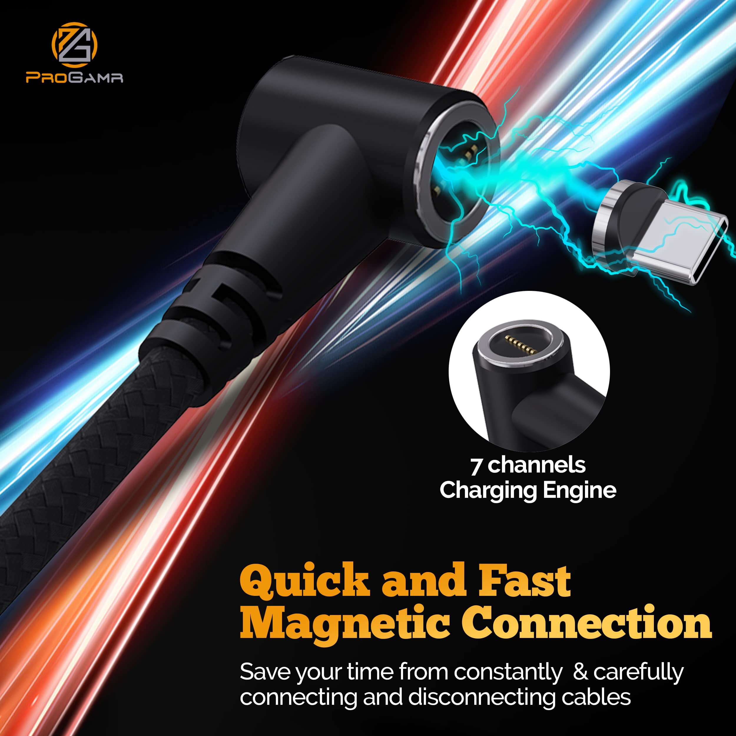 ProGAMR 9.8Ft Magnetic USB-C Charging Cable - Fast Charging Cord for PS5 Controller, Xbox Series X, Smartphones & Laptops | Durable Braided Wire for Gaming, Work & Travel