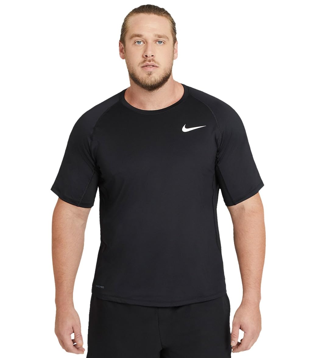 Nike Big & Tall Essential Short Sleeve Hydroguard T-Shirt - Moisture-Wicking, Quick-Dry, Comfort Fit (Black, 4XL) - Perfect for Workouts, Gym, Running & Casual Wear
