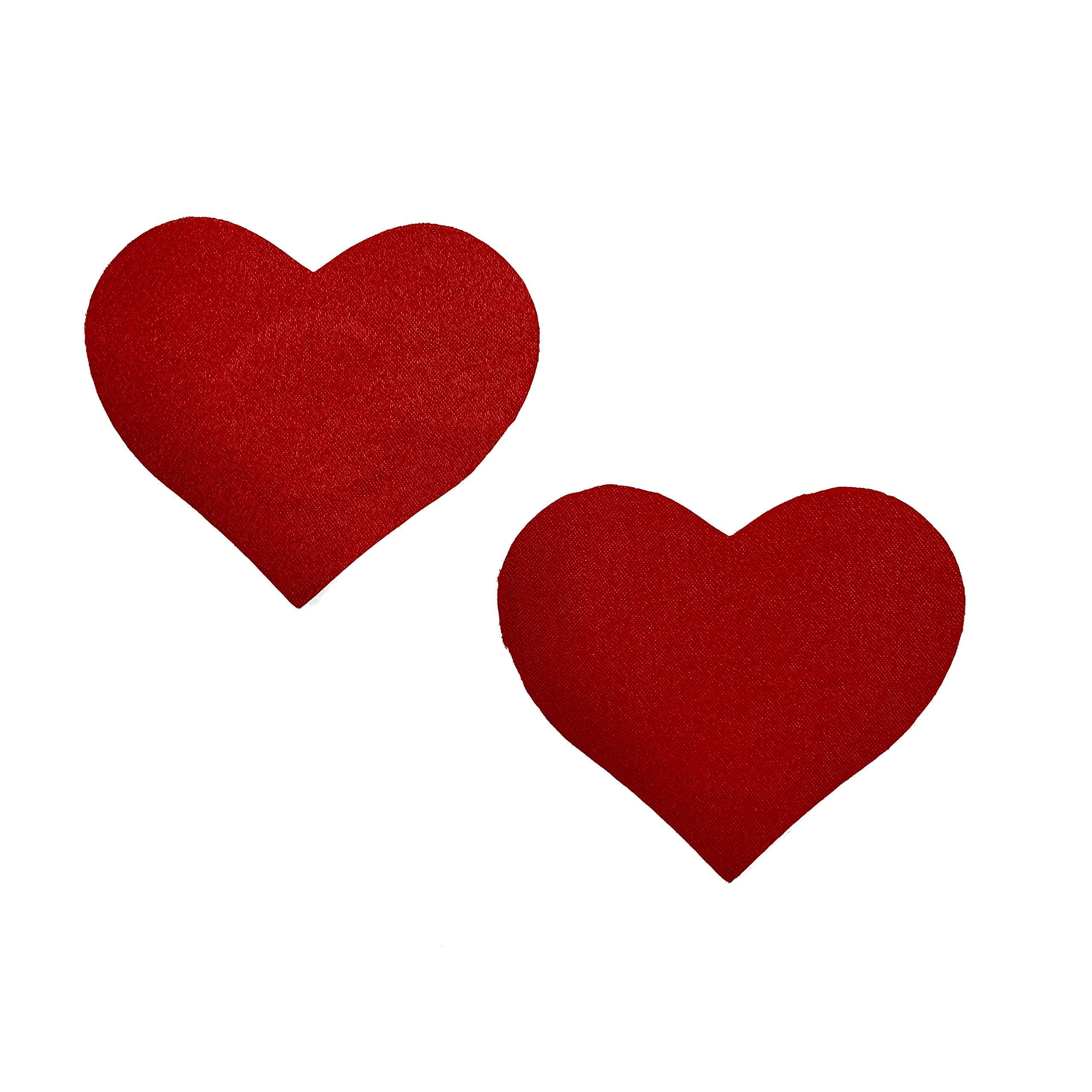 Red Satin Heart Nipple Pasties - Sexy Adhesive Covers for Women | Perfect for Bachelorette Parties, Burlesque Shows & Sensual Lingerie Looks