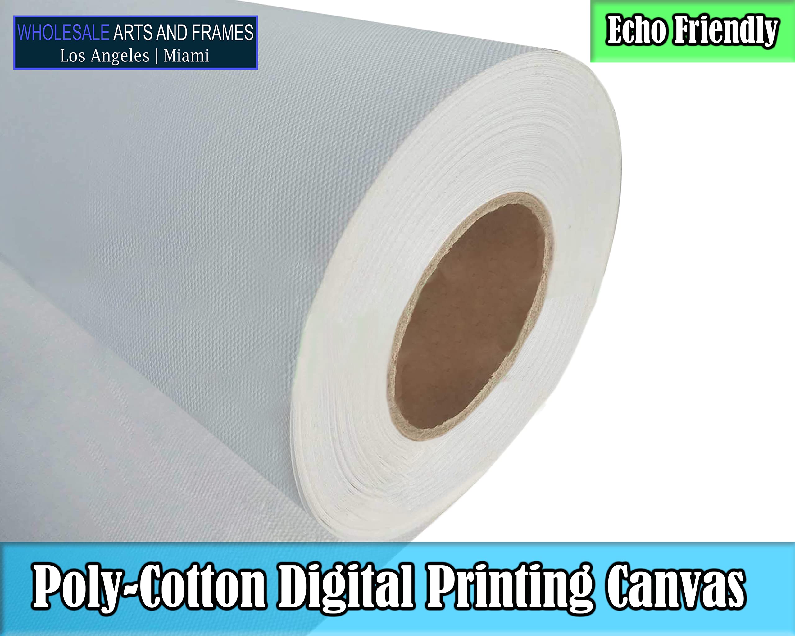 24”x40’ Poly-Cotton Eco-Solvent Inkjet Canvas Roll - 13 Oz (400 GSM) Glossy Professional Digital Printing Material for Latex & UV Printers - Ideal for Art Prints, Photo Backdrops, and Signage