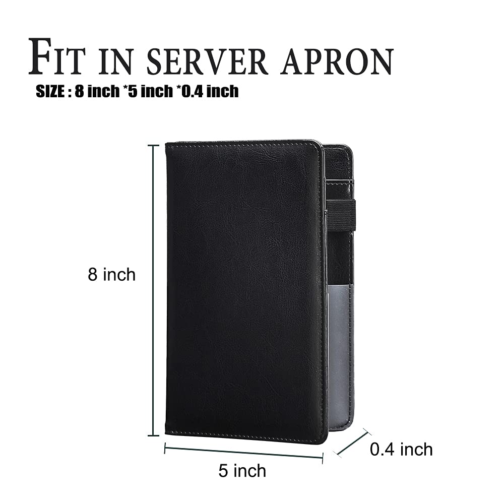 Black Server Book with Zipper Pocket - Waiter Organizer for Notes & Cash - Perfect for Restaurant Staff