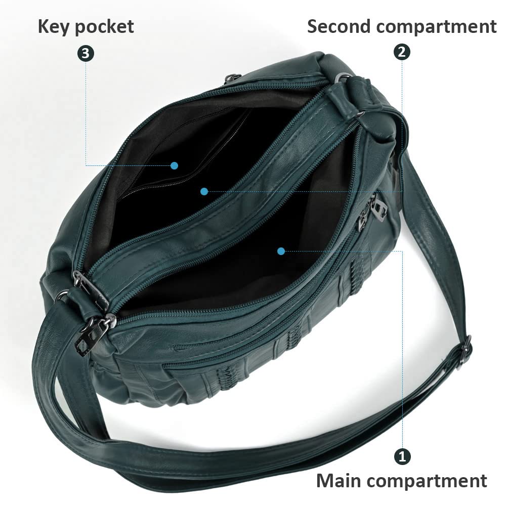 ELDA Women's Crossbody Purse - Soft PU Leather Shoulder Bag with Multiple Pockets | Perfect for Work, Travel & Everyday Use