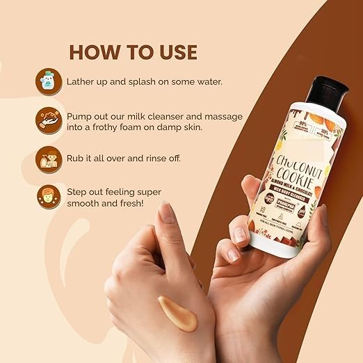 Choconut Cookie Body Wash - Chocolate & Almond Milk for Glowing Skin 250ml | Hydrating & Nourishing Shower Gel for Dry & Sensitive Skin | Perfect for Daily Use & Relaxing Bath Time