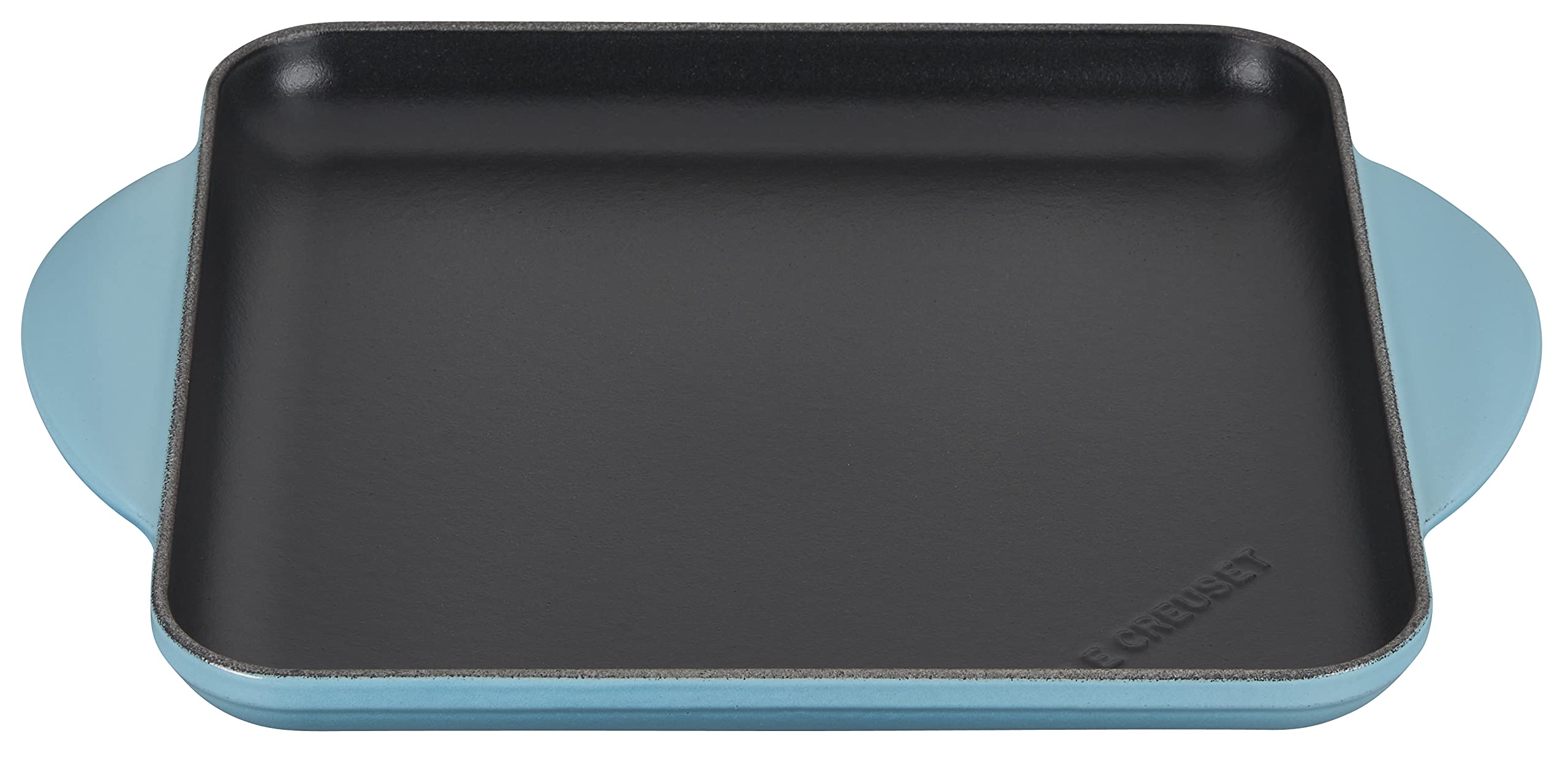 Le Creuset Enameled Cast Iron Square Grill Pan - 9.5 Inch, Caribbean Blue - Perfect for Stovetop Grilling, Searing Steaks & Pancake Breakfasts