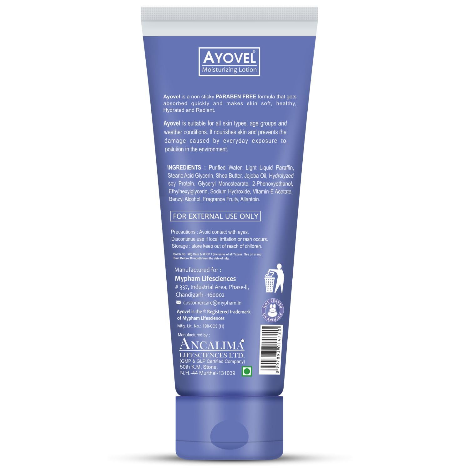 Ayovel Skin Moisturizing Lotion for Winter - Vitamin E Enriched Face & Body Moisturizer for Dry & Oily Skin | Oil-Free, Lightweight Formula for Glowing Skin | 100ml | Perfect for Daily Hydration & Night Care Routine