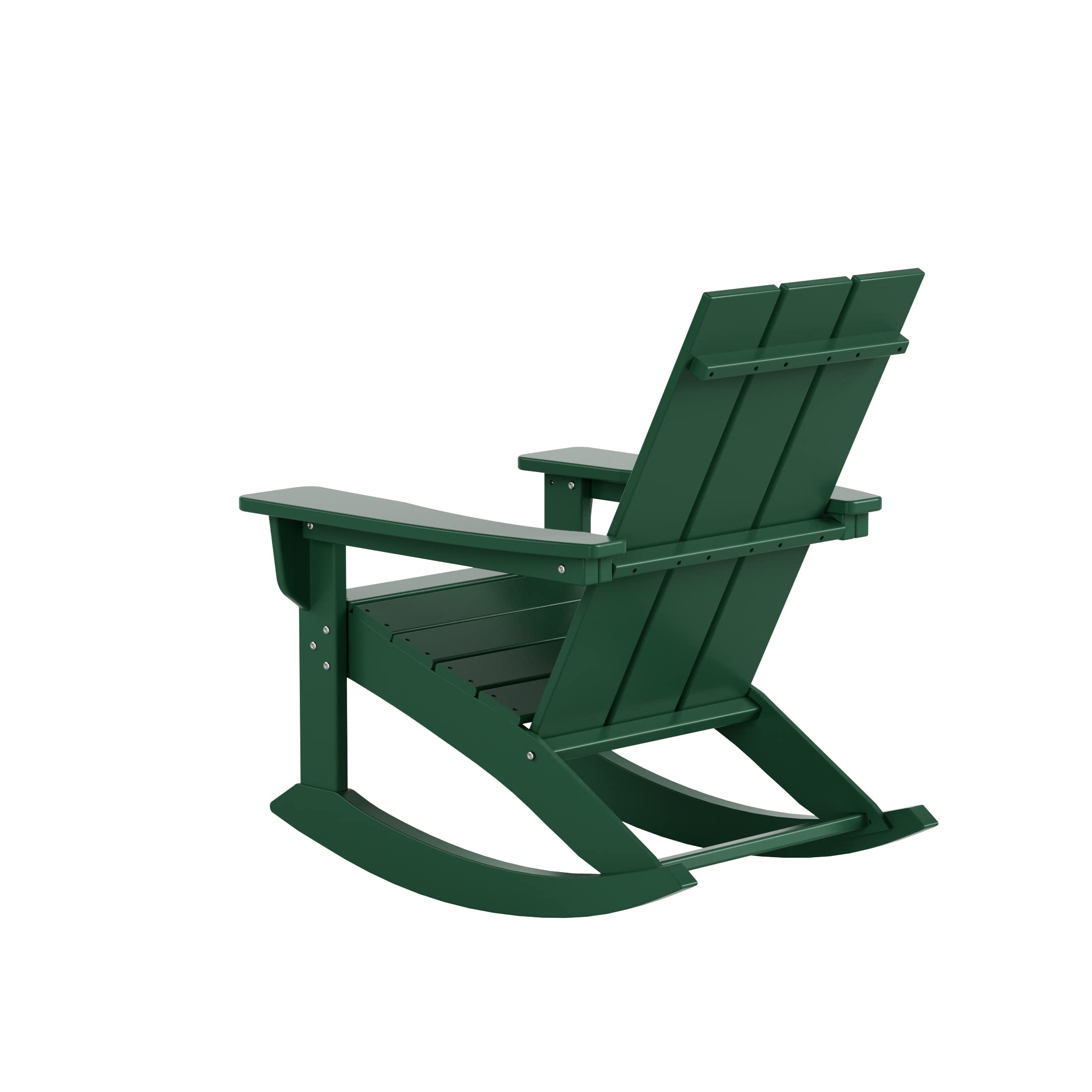 WO Home Furniture 4-Piece Patio Rocking Chair Set - Modern Outdoor HDPE UV-Resistant Rocking Chairs (Dark Green) for Backyard, Garden & Poolside Relaxation