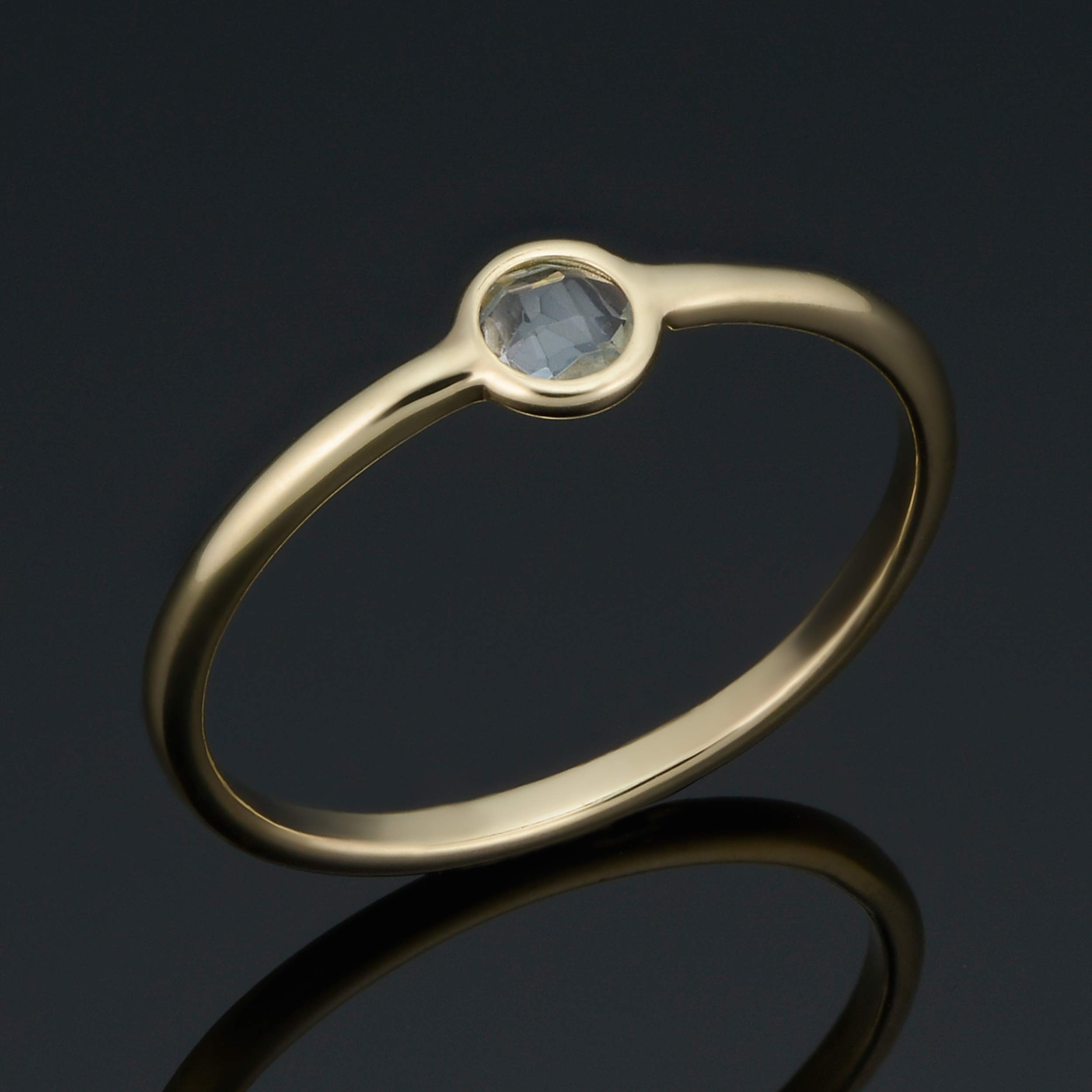 14K Yellow Gold Genuine Amethyst or Blue Topaz Minimalist Ring for Women - Elegant Everyday Jewelry, Perfect for Office, Date Night & Special Occasions
