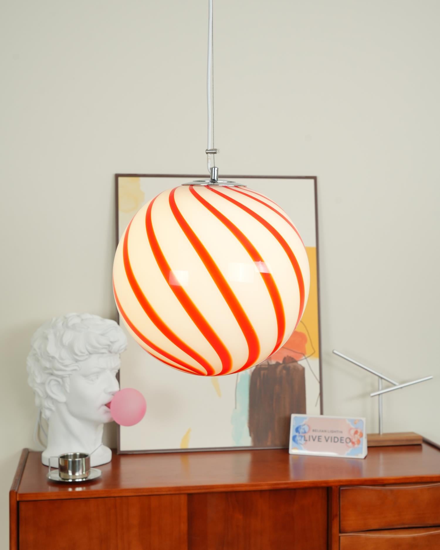 Stylish Lollipop Pendant Light Fixture - Modern Glass Hanging Lamp for Dining Room, Kitchen Island, or Bedroom Decor - Elegant Lighting Solution for Home & Office Spaces