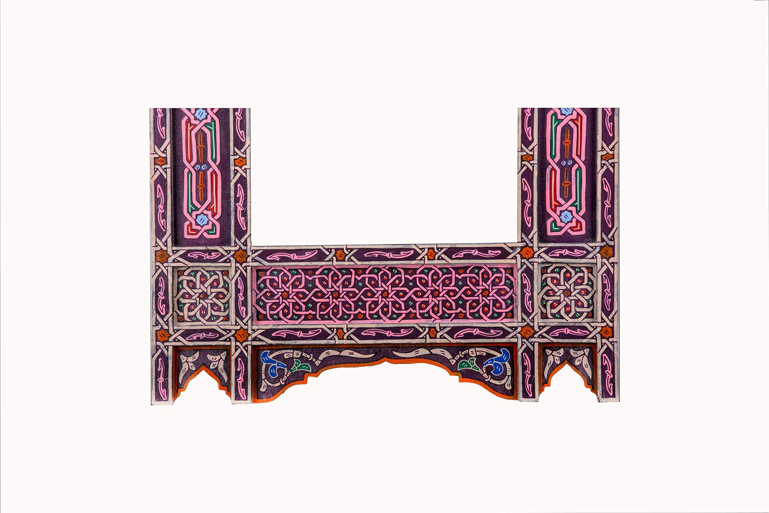 Handcrafted Moroccan Mirror Frame - Farmhouse Arch Mirror with Large Wooden Design - Rustic Bathroom & Red Brick Rectangular Hanging Wall Decor (Purple) - Perfect for Boho Home Decor, Living Room Accent & Bedroom Statement Piece