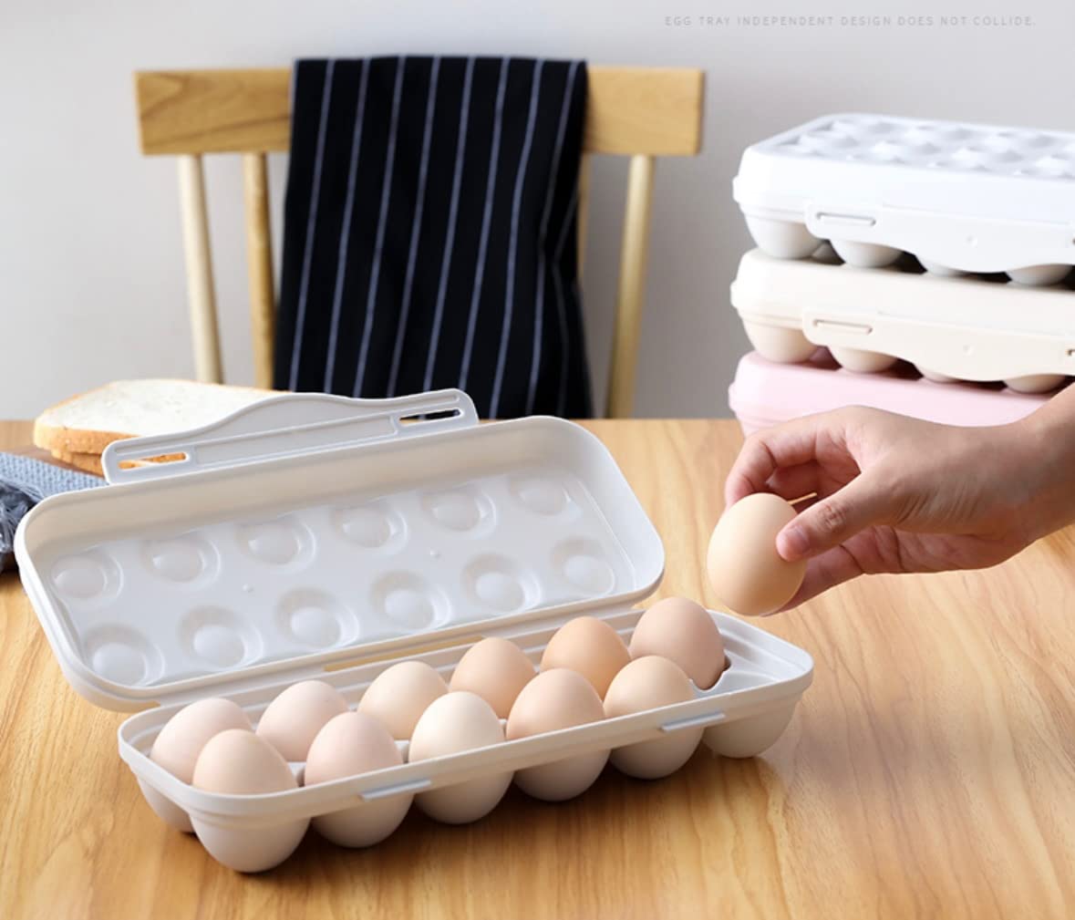 Plastic Egg Tray Holder with Lid - 12-Capacity Refrigerator Storage Organizer for Fresh Eggs (Grey) | Perfect for Kitchen Organization & Egg Protection