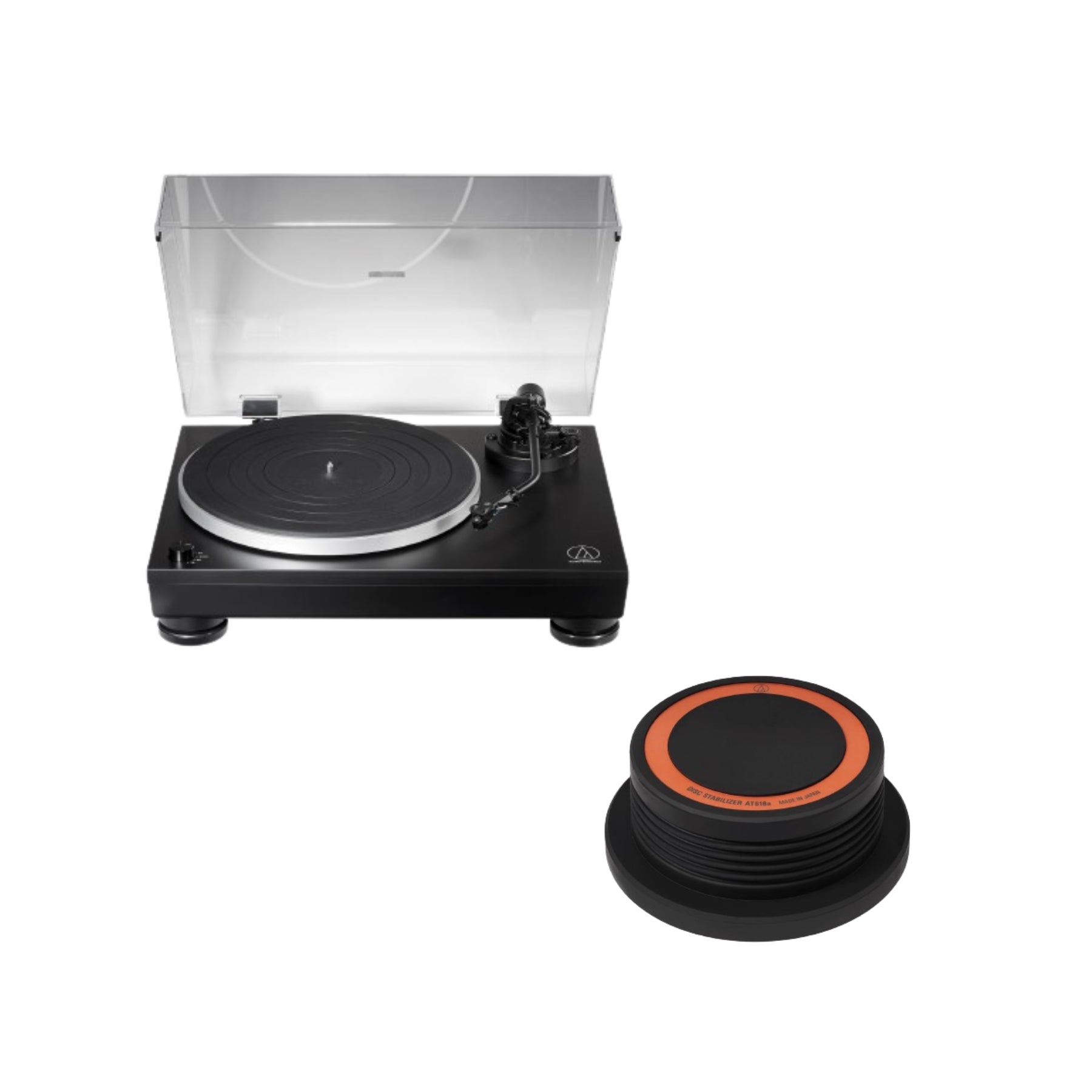 Audio Technica LP5X Direct Drive Manual Turntable with AT 618a Record Stabilizer - Premium Vinyl Record Player for Home DJing & Music Enthusiasts - Perfect for Home Audio Setup, Vinyl Collection & Retro Music Experience