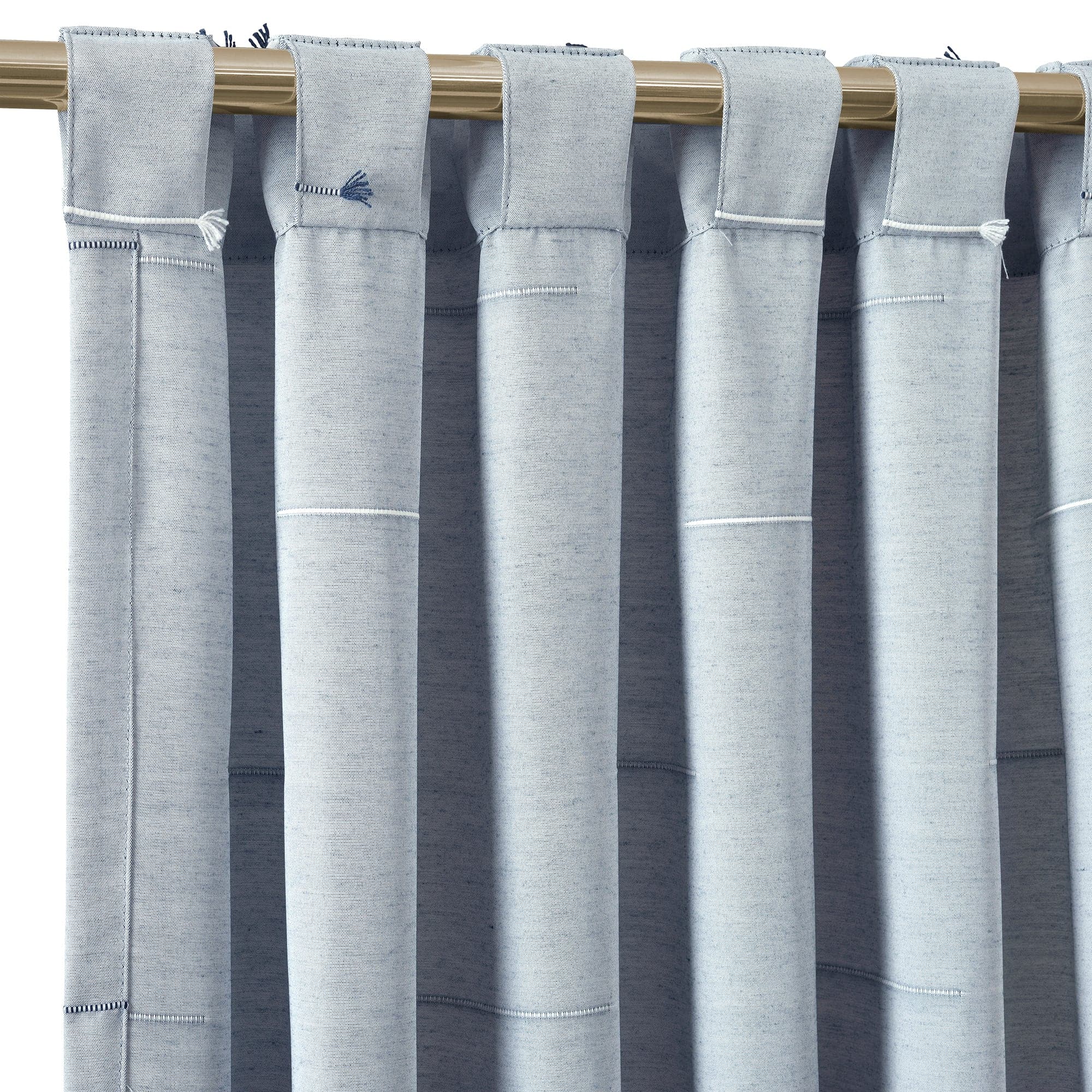 Boho Stripe Clip Jacquard Window Curtain Panel Set - Elegant Room Dividers & Stylish Home Decor for Living Room, Bedroom, Nursery