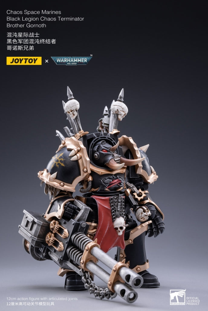JOYTOY 1/18 Scale Warhammer 40K Black Legion Chaos Space Marines Action Figure - Chaos Brother Gornoth Collectible Model for Display & Wargaming Scenes