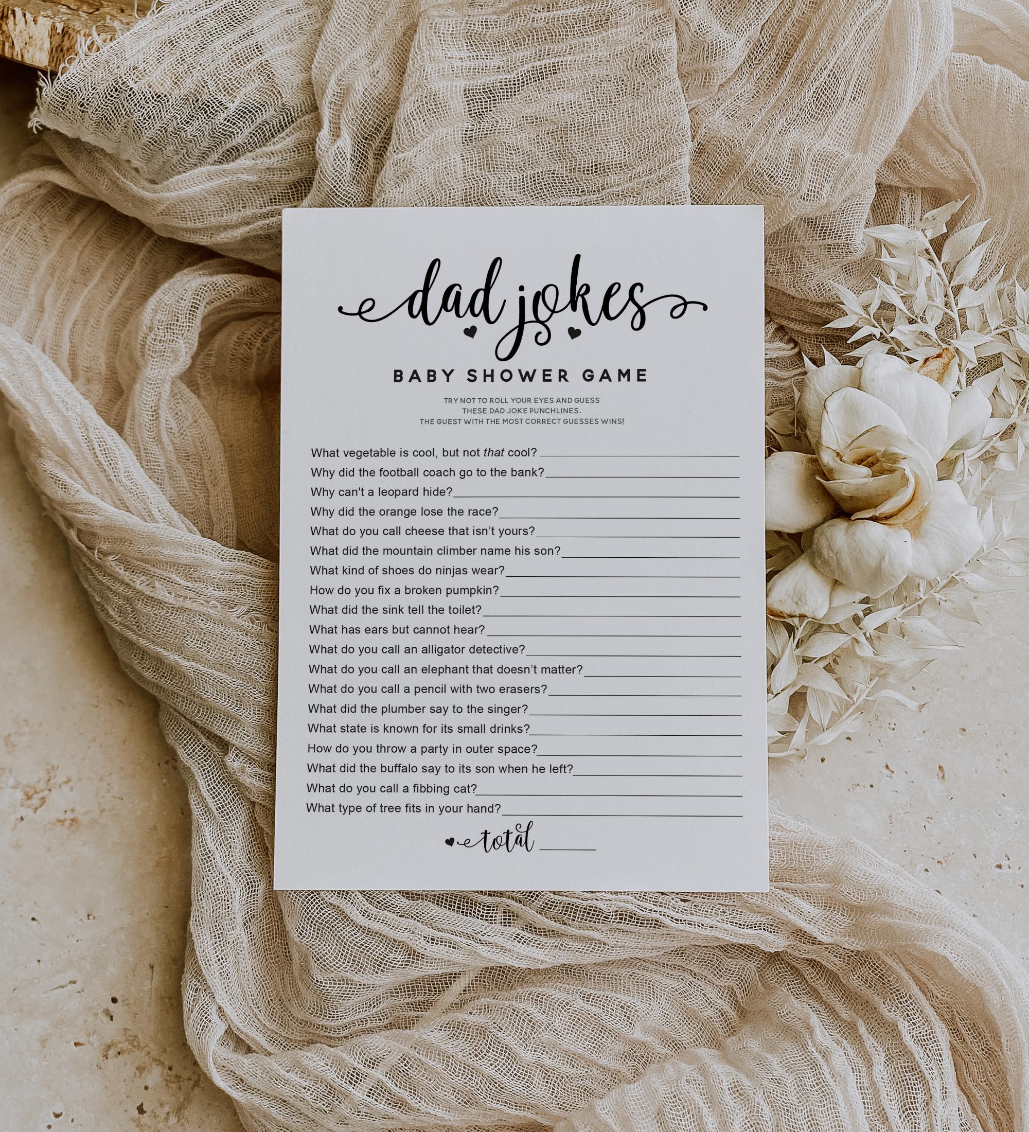 50 Pack Baby Shower Games - Fun Dad Joke Game Set for Baby Showers, Baby Sprinkles & Parties - Perfect for Gender Reveals, Bridal Showers & Family Gatherings