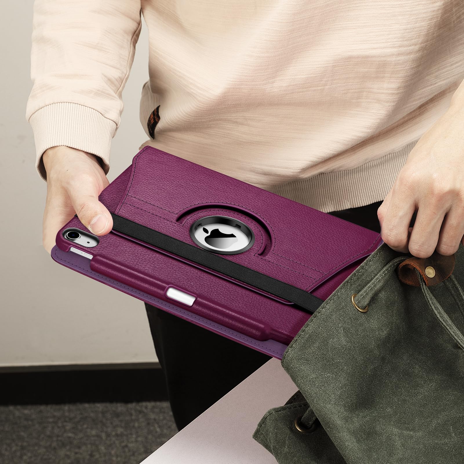 FINTIE 360° Rotating Protective Case for iPad Air 11 inch (2025/2024 M3/M2) & iPad Air 5th/4th Gen (2022/2020) - Adjustable Stand Cover with Apple Pencil Holder, Purple | Perfect for Work, Study & Entertainment